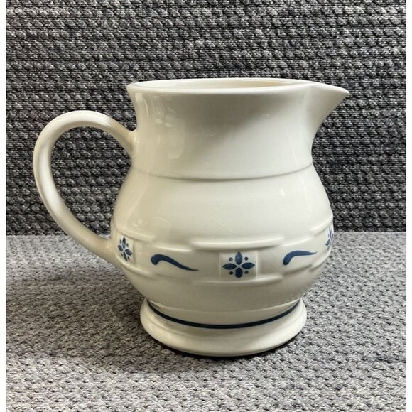 Longaberger Woven Traditions Classic Blue Pottery Small Pitcher 1 Qt. 32 oz USA - Picture 2 of 8